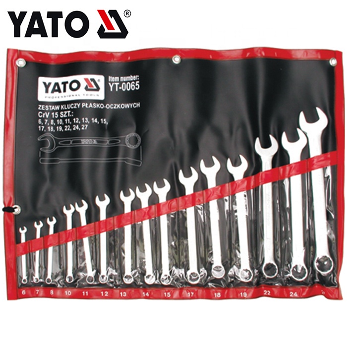 15 sets of industrial grade dual-purpose wrench set COMBINATION SPANNER SET 15PCS  6-27MM POUCH