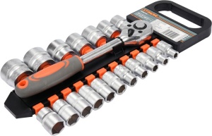 China Hand Tools Supplier Multi Functional Hand Tool Kit Socket spana Ngwá Ọrụ Set 19 PCS