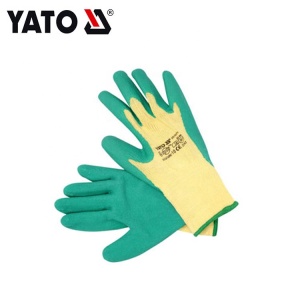 YATO Latex Safety Work Glove Coated Cotton PE Gloves China Anti Cutting Wear-Resisting Elastic Gloves